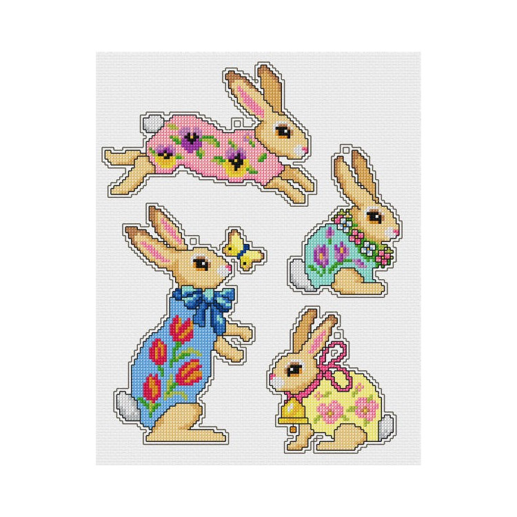 Cross-stitch kit Easter bunnies SA7676