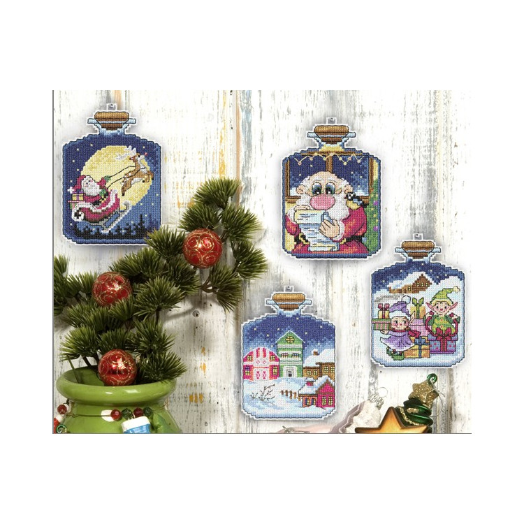 Cross stitch kit on the plastic canvas "Holiday on its way" set of 4 SA7679