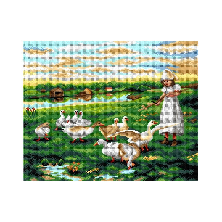 Gobeleno drobė Girl Tending Geese (pagal Luigi Chialiva) 40 x 50 SA2950